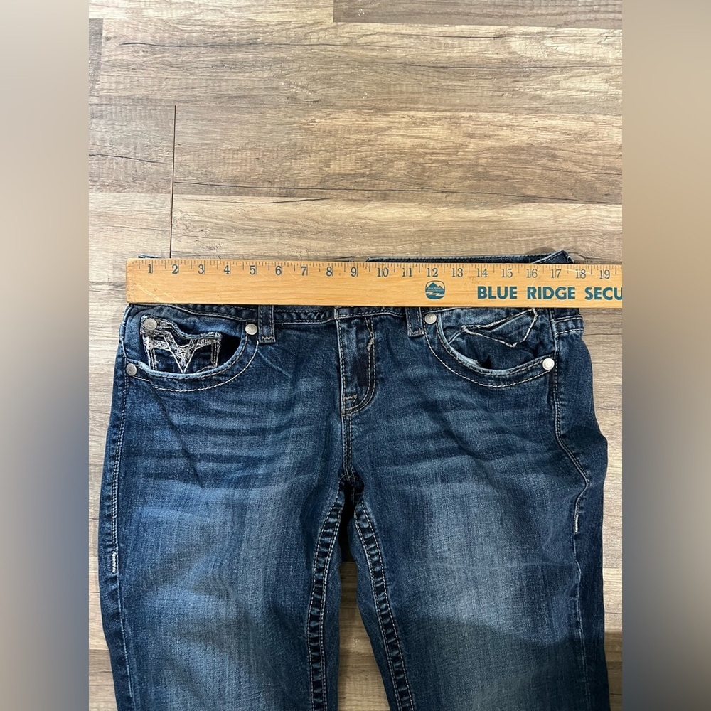 Vigoss The Dallas Slim Boot Woman’s Dark Wash Sturdy Western Bling Jeans 16 - Picture 10 of 16